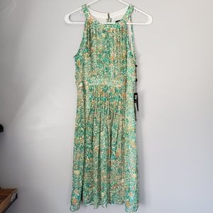 Adrianna papell halter pleated chiffon dress NWT